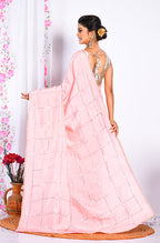 Morchari Heavy Embroidery Saree - Pink | Grocsy