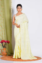 Morchari Heavy Embroidery Saree - Yellow | Grocsy