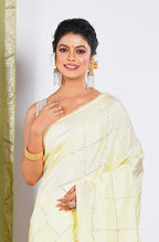 Morchari Heavy Embroidery Saree - Yellow | Grocsy