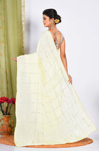 Morchari Heavy Embroidery Saree - Yellow | Grocsy