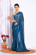 Morchari Heavy Embroidery Saree - Dark Blue | Grocsy