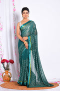 Morchari Heavy Embroidery Saree - Green | Grocsy