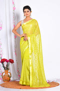 Morchari Heavy Embroidery Saree - Light Green | Grocsy