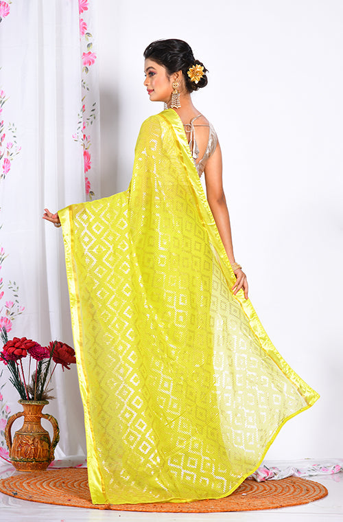 Morchari Heavy Embroidery Saree - Light Green | Grocsy