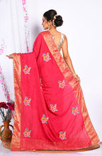 Morchari Heavy Embroidery Saree - Maroon | Grocsy