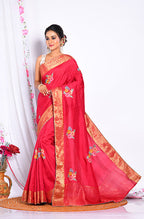 Morchari Heavy Embroidery Saree - Maroon | Grocsy