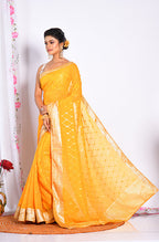 Morchari Heavy Embroidery Saree - Yellow | Grocsy