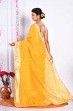 Morchari Heavy Embroidery Saree - Yellow | Grocsy