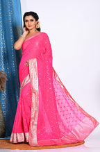 Morchari Heavy Embroidery Saree - Pink | Grocsy