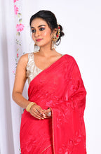 Morchari Heavy Embroidery Saree - Maroon | Grocsy
