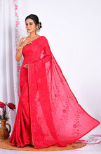 Morchari Heavy Embroidery Saree - Maroon | Grocsy