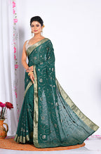 Morchari Heavy Embroidery Saree - Green | Grocsy