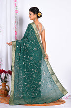 Morchari Heavy Embroidery Saree - Green | Grocsy