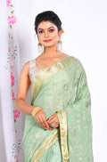 Morchari Heavy Embroidery Saree - Light Green | Grocsy