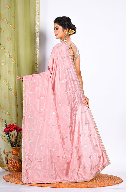 Morchari Heavy Embroidery Saree - Peach | Grocsy