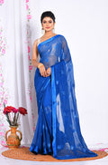 Morchari Heavy Embroidery Saree - Blue | Grocsy