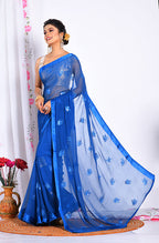 Morchari Heavy Embroidery Saree - Blue | Grocsy