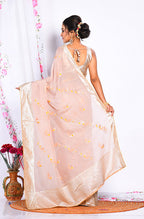 Morchari Heavy Embroidery Saree - Cream | Grocsy