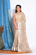 Morchari Heavy Embroidery Saree - Beige | Grocsy