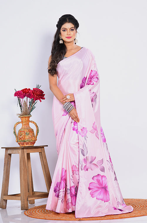 Morchari Semi Digital Print Saree - Multicolour | Grocsy