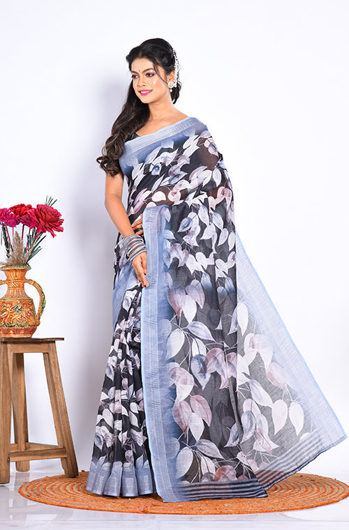 Morchari Semi Digital Print Saree - Multicolour | Grocsy