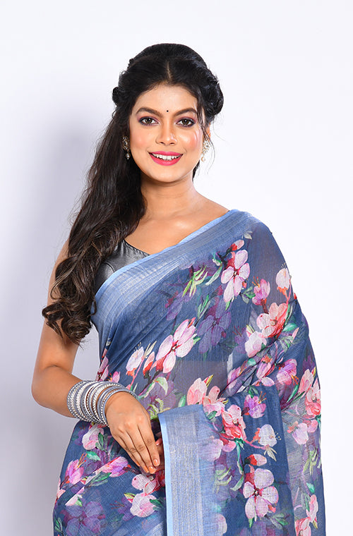 Morchari Semi Digital Print Saree - Multicolour | Grocsy