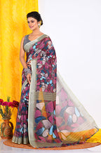 Morchari Semi Digital Print Saree - Multicolour | Grocsy