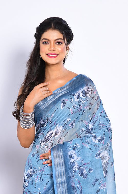 Morchari Semi Digital Print Saree - Multicolour | Grocsy