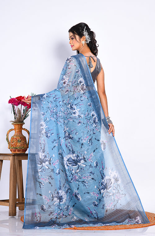 Morchari Semi Digital Print Saree - Multicolour | Grocsy