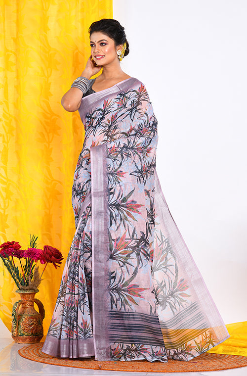 Morchari Semi Digital Print Saree - Multicolour | Grocsy