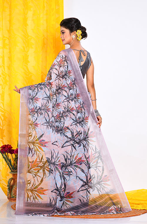 Morchari Semi Digital Print Saree - Multicolour | Grocsy