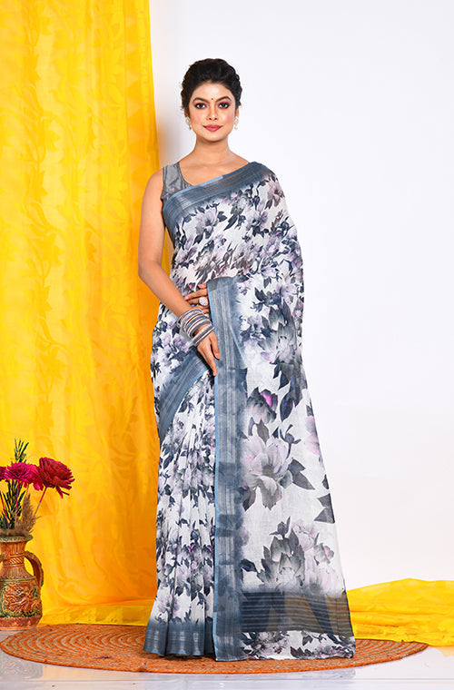 Morchari Semi Digital Print Saree - Multicolour | Grocsy