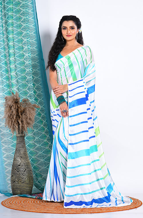 Morchari Semi Digital Print Saree - Multicolour | Grocsy