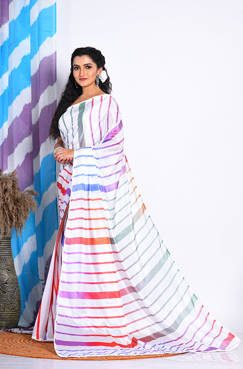 Morchari Semi Digital Print Saree - Multicolour | Grocsy