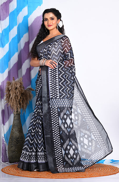 Morchari Semi Digital Print Saree - Multicolour | Grocsy