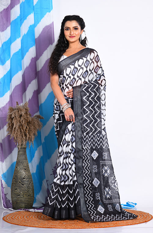 Morchari Semi Digital Print Saree - Multicolour | Grocsy