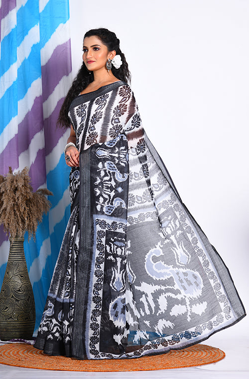 Morchari Semi Digital Print Saree - Multicolour | Grocsy