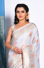 Morchari Pure Dola Silk Saree - Grey | Grocsy