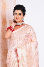 Morchari Pure Dola Silk Saree - Pink | Grocsy