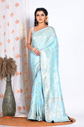 Morchari Pure Dola Silk Saree - Sky Blue | Grocsy