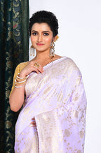 Morchari Pure Dola Silk Saree - Light Purple | Grocsy