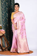 Morchari Pure Dola Silk Saree - Light Pink | Grocsy
