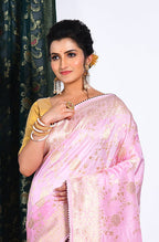 Morchari Pure Dola Silk Saree - Light Pink | Grocsy
