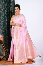 Morchari Pure Dola Silk Saree - Light Pink | Grocsy