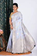 Morchari Pure Dola Silk Saree - Light Grey | Grocsy