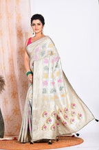 Morchari Pure Dola Silk Saree - Light Green | Grocsy