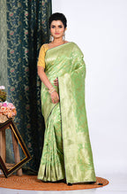 Morchari Pure Russian Silk Saree - Green | Grocsy