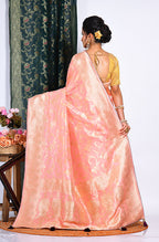 Morchari Pure Russian Silk Saree - Peach | Grocsy