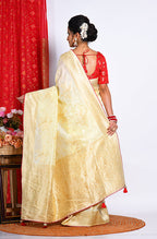 Morchari Pure Russian Silk Saree - Light Yellow | Grocsy