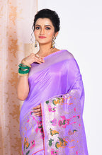 Morchari Pure Russian Silk Saree - Purple | Grocsy